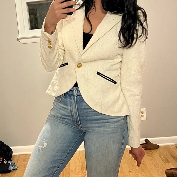 smythe off white floral lace jacquard blazer - Picture 4 of 13